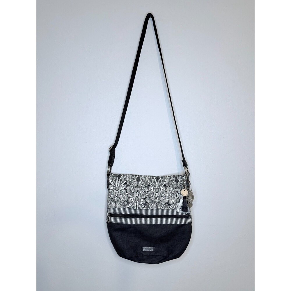 Sakroots Owl Shoulder Crossbody Bag Purse Bag Charm Tassels Black Off White Rare - Picture 2 of 16